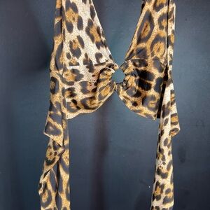 Romwe cheetah crop shirt